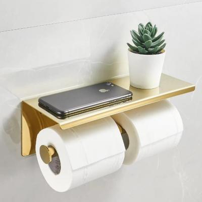 SUS304 stainless steel tissue paper roll holder with shelf