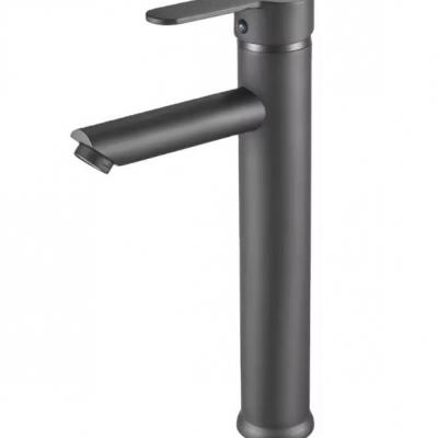 Washroom luxury matte black long neck water tap nozzle brass shower basin faucet