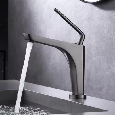 Sanitary Ware Hot and Cold Water Bathroom Washbasin Faucet Brass Single Handle Gun Grey Basin Mixer