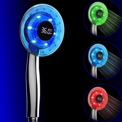 LED Digital Display Bathroom Temperature Handle Shower Head with 3 colors